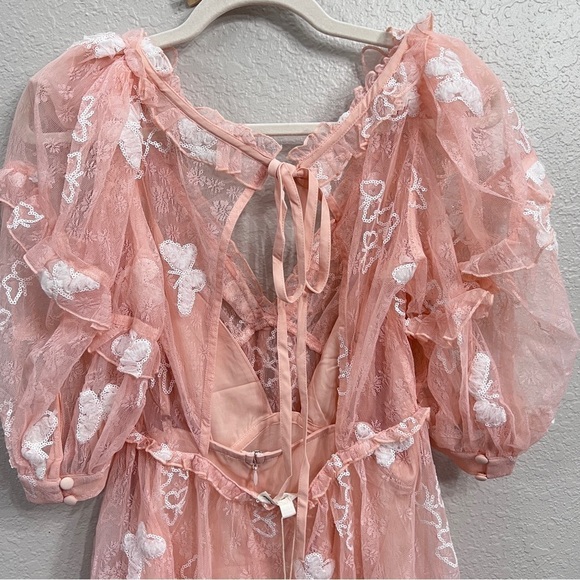 For love and lemons light peach lace mini dress in size small - Picture 8 of 16